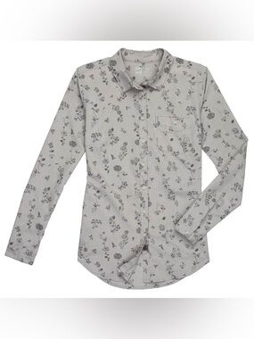 MEC  Light Gray Floral Button-Up Shirt, Sz XL